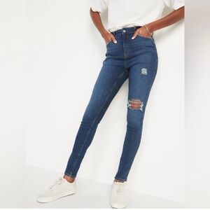 Old Navy Women's Extra High Rise Distressed Blue Jeans Rockstar Super Skinny